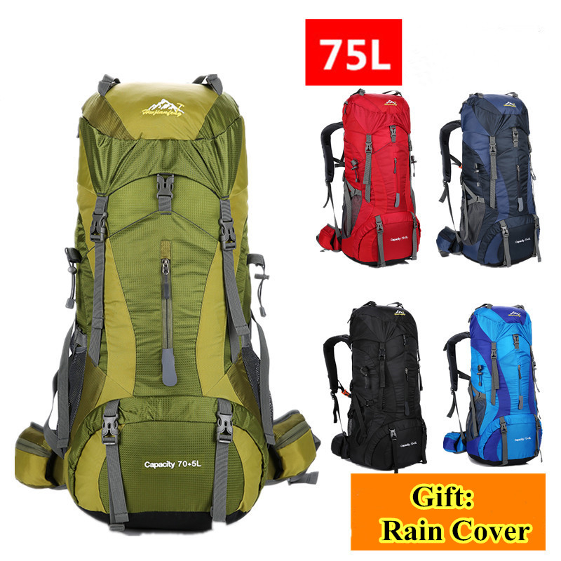 Rain Cover Backpack - 75L Pria Wanita Outdoor Hiking Perjalanan