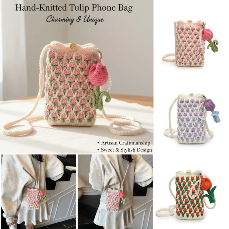 Tas Ransel Rajut Tulip Buatan  - Mini Backpack Purse ulasan dan harga